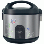 Sharp หม้อหุงข้าว อุ่นทิพย์ 1 ลิตร เคลือบโพลีฟลอน รุ่น KS-R11ST สีดำ-เงิน