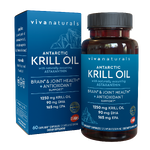 Viva Naturals Krill oil - Antarctic Krill Oil 1250 mg, Krill Oil Omega 3 with Astaxanthin, DHA Supplements for Joint and Brain Health, No Fishy Taste & Easy to Swallow, 60 Capsules.