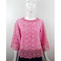เสื้อลูกไม้สีชมพู เนื้อลูกไม้คอตตอน แบรนด์พิ้งบูติค