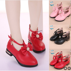 พร้อมส่ง รองเท้าเด็ก รองเท้าคัชชู บูท รัดข้อ แต่งโบว์ข้อ