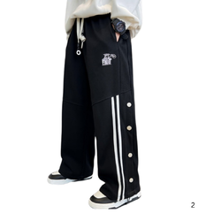 พร้อมส่ง กางเกงเด็กชาย กางเกงวอมดำแถบข้าง