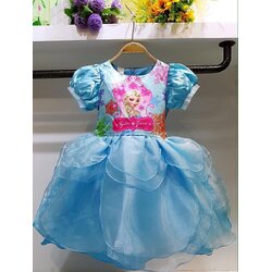 ชุดเด็ก : เดรสเจ้าหญิงโฟเซ่นสีฟ้า ทรงสั้น