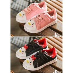 รองเท้าผ้าใบเป็ด สีชมพู-ดำ