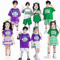 ชุดเต้น Coverdance เซ็ตชายหญิงลาย หมากรุก เขียวม่วง