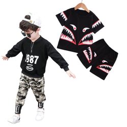 สินค้าพร้อมส่ง ชุดเซ็ตเสื้อแขนยาวสีดำ+กางเกงลายพราง