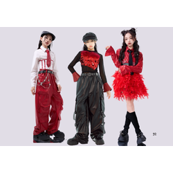 พร้อมส่ง ชุดเต้น เซ็ต เสื้อ+กางเกงขายาว คาร์โก้ หนัง สไตล์ Y2K