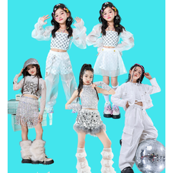 friendly4kid ชุดเต้น ชุดเชียร์ เสื้อแขนยาวสีขาว+เสื้อคลุมนอก+กางเกงพร้อมเข็มขัด