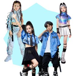 พร้อมส่ง ชุดเต้น เสื้อ+กางเกง/กระโปรงสีฟ้า-เงิน