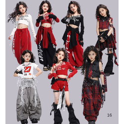 ชุดเต้น เซ็ตเสื้อปาดไหล่ พร้อมปลอกแขน โทนลายสก๊อต ดำแดง