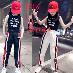 ชุดเต้น ชุดแดนซ์ เสื้อแขนกุด +กางเกงขายาว