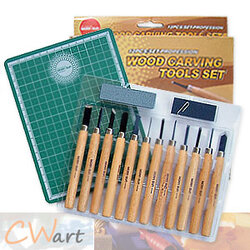 ชุดแกะสลักไม้ MORN SUN 12ชิ้น + แผ่นยางรองตัด