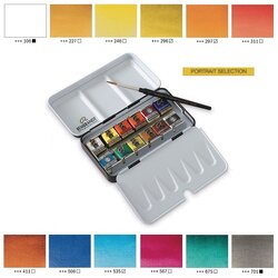 ชุดสีน้ำกล่องโลหะ Rembrandt 12สี พร้อมพู่กัน (Portrait)