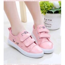 รองเท้าผ้าใบ แมว สีชมพู