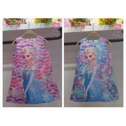 ชุดเด็ก : เดรสเจ้าหญิงโฟเซ่นแขนกุด พิมพ์ลาย