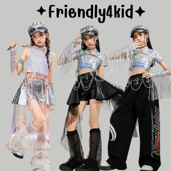 friendly4kid ชุดเต้น HipHop Kidsเสื้อ+กางเกงหางปลา jazz dance kids