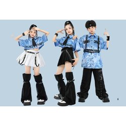 ชุดเต้น เสื้อเชิ้ตฟ้า+กางเกง/กระโปรง