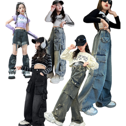 ชุดเต้น Coverdance เสื้อครอป แมว พร้อมปลอกแขน / กางเกงยีนส์คาร์โก้