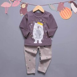 ชุดนอนเด็ก ลายหมี สีน้ำตาล