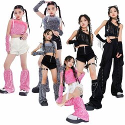 friendly4kid ชุดเต้น เสื้อสายเอี้ยมพร้อมปลอกแขน+กางเกงขาสั้น+ถุงเท้าปักเลื่อม