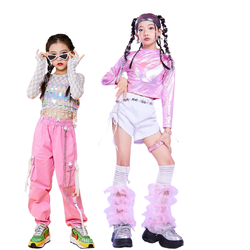 ชุดเต้นเด็ก เซ็ตเสื้อ+กางเกง/กระโปรงสีชมพู