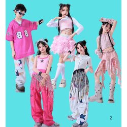 สินค้าพร้อมส่ง ชุดเต้น เซ็ตเสื้อชมพู+กระโปรง/กางเกง