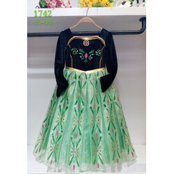 F เดรสแขนยาว อันนา สีดำ-เขียว