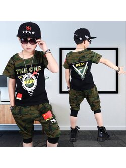 ชุดเสื้อเซ็ต +กางเกงลายทหาร ลาย The one