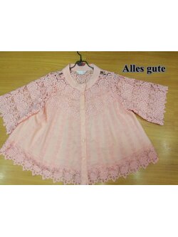 เสื้อลูกไม้สีชมพูพีซ เขนตรงลูกไม้ pink boutique size M #เสื้อลูกไม้ลูกไม้ใยสับปะรด #เสื้อลูกไม้ #Allesgute