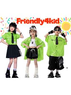 พร้อมส่ง ชุดเต้น เซ็ต เสื้อเชิ๊ต นีออน+กางเกง/กระโปรง