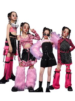 พร้อมส่งในไทย** ชุดเต้น Cover dance เรียนเต้น เซ็ต 3 ชิ้น เซ็ต โทนสีชมพูอ่อน ฟรุ้งฟริ้ง