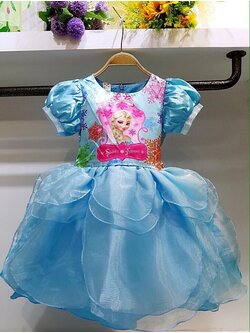 ชุดเด็ก : เดรสเจ้าหญิงโฟเซ่นสีฟ้า ทรงสั้น