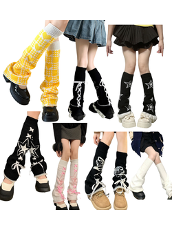 ถุงเท้า Y2K แบบยาว ปลอกขา สไตล์เกาหลีแบบไม่สวมเท้า ใส่แบบยาวหรือแบบย่น เด็กโต - ผู้ใหญ่