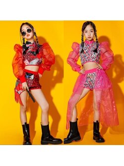 พร้อมส่ง***ชุดเต้น ชุดแดนซ์ สไตล์ญี่ปุ่น จีน เสื้อแขนยาว ฟรุ้งฟริ้ง +กางเกงขาสั้น