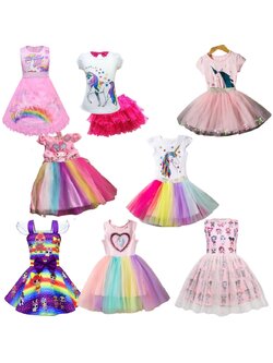 พร้อมส่ง ชุดเดรสแขนกุดลายยูนิคอน LOL สีชมพู