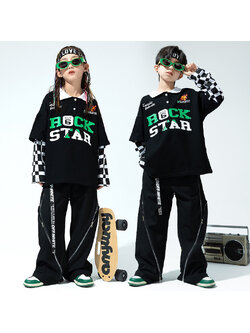 ชุดเต้น ชุดโคฟเวอร์แดนซ์ แขนยาวสีดำ+กางเกงขายาวสีดำ แต่งซิปด้านข้าง