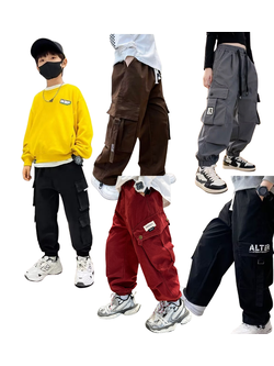 พร้อมส่ง กางเกงเด็กชาย คาร์โก้ แต่งกระเป๋าข้าง สีพื้น