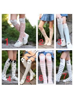 F- ถุงเท้ายาว ถุงน่องเด็ก ลายหน้าสัตว์