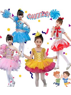 ชุดเต้นเด็ก หลีด เชียร์ กีฬาสี ชุดปอม การแสดงเด็ก