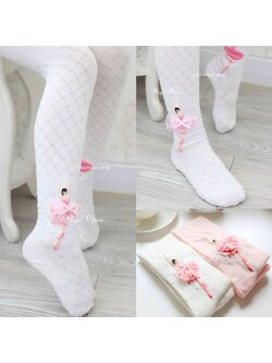 F - ถุงน่องเด็ก สีขาว ปักลายการตูน