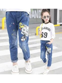 กางเกงยีนส์ขายาว ลายมิ๊กกี้เมาส์