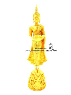 พระประจำวันพุทธกลางวัน เนื้อเรซิ่น พ่นทอง ฐาน 4 นิ้ว สูง 14 นิ้ว