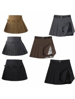 กระโปรง เด็กผู้หญิง อัดพลีทรอบตัวสีพื้นไม่รวมเข็มขัด**สินค้าเปิดจอง15วัน