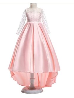 เดรสออกงานสีชมพูโอรส หน้าสั้นหลังยาว