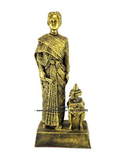 สมเด็จพระนางเจ้าสุนันทากุมารีรัตน์ พระบรมราชเทวี ( พระนางเรือล่ม ) สีทองโบราณ เนื้อเรซิ่น ขนาด 5 นิ้ว สูง 13 นิ้ว
