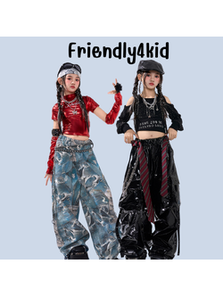 friendly4kid พร้อมส่ง ชุดเต้นเด็กหญิง HipHop Jazz เสื้อแขนยาว