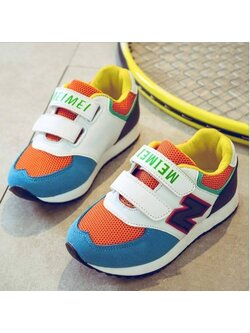 F รองเท้าผ้าใบ สีส้ม-ฟ้า ตัว N