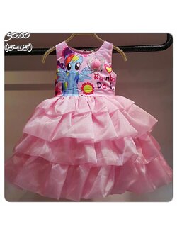 เดรสโพนี่ ระบายชั้น สีชมพู