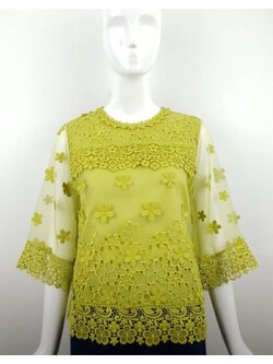 เสื้อลูกไม้พิ้งบูติค เนื้อลูกไม้ดอกลอยสวิส