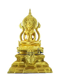 พระพุทธรูปปางสมาธิธรรมรังสี สีทอง เนื้อเรซิ่น หน้าตัก 5 นิ้ว สูง 14.5 นิ้ว