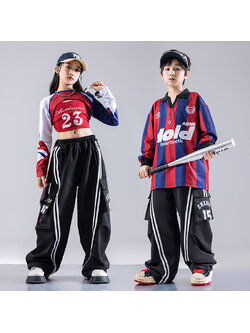 พร้อมส่ง ชุดเต้น สีแดง เลือดหมู เสื้อแขนยาวแต่งหน้าอก+กางเกงขายาวดำ